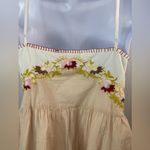 Chasing Unicorns L Cotton Babydoll Boho Embroidered Peach Top White Size L Photo 7