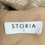 Storia  Puff Sleeve Mini Babydoll Dress Tan Floral Textured Square Neck Sz Small Photo 8