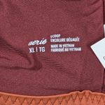 Aerie Scoop Bikini Top Brown Peach Trim V Neck Plunge Size XL Photo 4