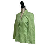 Chadwick's Chadwick’s Women’s Green Linen Blend Herringbone Blazer Jacket | Size 4P | Photo 2