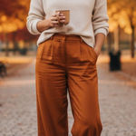 Anthropologie X See U Soon Rust Wide Leg Pants | Size 6 | NWT Orange Photo 1