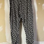 Norma Kamali  Side Stripe Floral Print Jogger Pants Pull On Ankle White Black XL Photo 4