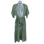 Faithfull the Brand Faithful the Brand Milan MIDI Dress green & white stripe size US‎ 6 Medium Photo 3