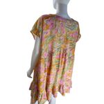 Entro Floral V-Neck Short Sleeve Babydoll Mini High Low Dress Size Large Photo 3