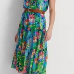 Ralph Lauren Lauren  Floral Crinkle Georgette Tiered Dress Size 2 Tropical‎ NEW Photo 0