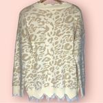 Main Strip  boho cream/tan cheetah print distressed chunky sweater Photo 1