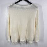 Laurie Felt Fringe Knit Sweater XL/1X Ivory Oversized Textured Pullover Top Photo 2
