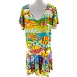 Jams World  Hattie V Neck Dress Creatures of the Sea Hawaiian Fish Vintage Large Photo 1
