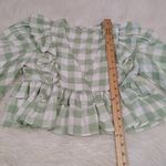Olivaceous  Size Small S Checkered Crop Blouse Green White Cottage Core Photo 2