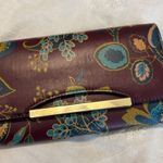 A New Day  Burgundy Wine Floral Clutch Crossbody Purse Gold Hardware Botanical Photo 10