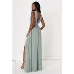 Lulus NWT  Heavenly Hues Sage Brush Maxi Dress Wedding Bridesmaid Gala Size L Photo 2