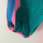 Women's Long Sleeve Floral Abstract Artsy Bold Tie Neck Midi Smock Dress 5XL Size 5X Photo 4