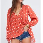 Jen's Pirate Booty NWT Capri Tunic Long Sleeve Blouse Polka Dot Persimmon Small Photo 2