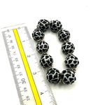 Cow pattern beaded stretchy bracelet Black Photo 2