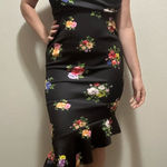 ASOS NWT  Black Floral Halter Midi Dress Ruffle Hem Party Cocktail Size Medium Photo 0