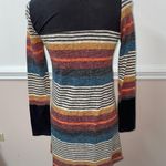 Wanna B Multi Colored Striped Short Dress With Black Suede Photo 2