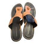 Donald J. Pline Vachetta Heel Wedge Sandal Tan Black Leather Slides Open Toe Wom Size 8 Photo 2