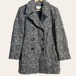 Calvin Klein Black White Boucle Tweed Knit Double Breasted Wool Blend Coat Sz 10 Photo 0