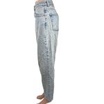 ZARA Blue Acid Wash High Rise Tapered Wide Leg Light Wash Crop Denim Jeans 10 Photo 1