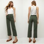 Veronica Beard Cotton Crosbie High Rise Crop Wide Leg Green Corduroy Pants 30 Photo 7