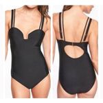 Athleta Aqualuxe Square Plunge Women's XS One Piece Swimsuit In Black Photo 0