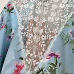 Apt. 9  Light Blue Floral Lace Satin Kimono Sleeve Robe Photo 2