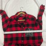 Soft Surroundings Red Black Buffalo Plaid Faux Leather Pocket Detail Button Up T Photo 5