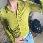 Glassons Green Button Down Ruched Top Photo 1