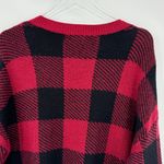William Rast  sweater V neck pullover buffalo plaid red black large NEW Photo 3