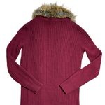 Show Me Your Mumu Wine Lombardi Long Faux Fur Knit Cardigan Womens M Photo 8