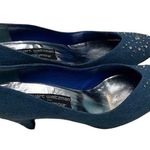 Stuart Weitzman  Blue Denim Heels with Silver Rhinestone Accents Photo 0