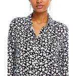 Rails Kathryn Button Up Shirt LN Black / White Heart Print Collared L/S Small Photo 4