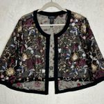 Catherines Black Label Sheer Top Embroidered Floral Print Cropped Open Cardigan Size 0X Photo 0