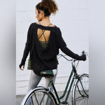 Free People Movement NWT  Simply Layer Hi-Low Long Sleeve Top In Black Photo 1