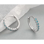 Boutique Unisex Turquoise White Gold Sterling Silver Hoop Earrings, 9mm‎ Photo 1