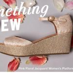 Toms ππ Rose Gold Floral Platform Wedge Sandals Photo 5