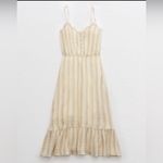 Aerie  Cotton‎ Spaghetti Strap Multi Colored Striped Midi Dress Large Photo 1