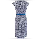 Merona Black and white faux wrap dress with teal belt size XS Photo 1