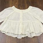 Free People  Sea to Shore Ivory Cropped Blouse Photo 2