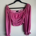 Fiestar Chic Pink Ruched Crop Top Photo 1