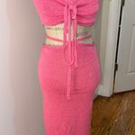 Pink Two Piece Tie Maxi Skirt Set Photo 0