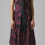 Adrianna Papell  black pink floral‎ lace dress scarf neck size 4 Gothic Photo 0