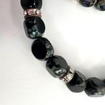 ALEX AND ANI  Eden Equinox Jet Glade Black Silver Beaded Bangle Stackable Bracelet Photo 4