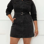 Eloquii  NEW Belted Denim Jacket Black Dress Pockets Plus Size 18 Photo 0