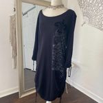 Rock & Roll Cowgirl  Romantic Goth Grunge Black Studded Cinched Midi Dress L Photo 1