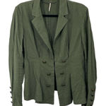 Free People Women's Cinched Waist Double Breasted Blazer Green Small Military Photo 0