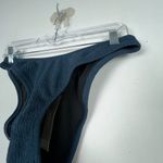 J.Crew NWT  Textured Curved Waist Cheeky Bikini Bottom Navy Size Large L NEW Photo 2