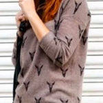 Skull Cashmere Dawson Sweater Women's Small Brown Longhorn Western Boho Grunge Photo 0