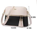 Lovevook Faux Leather Contrast Zip Crossbody Bag Purse Cream Black Small Size Tan Photo 2