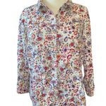 Christopher & Banks button down shirt 3/4 sleeves paisley/floral collar Sz large Photo 0